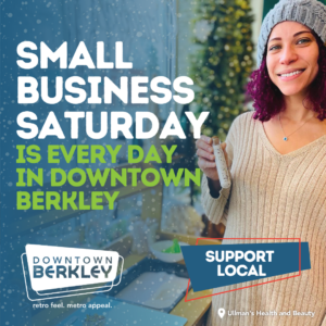 Woman supports local business in Downtown Berkley.