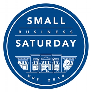 Small Business Saturday logo with storefronts, 2010.