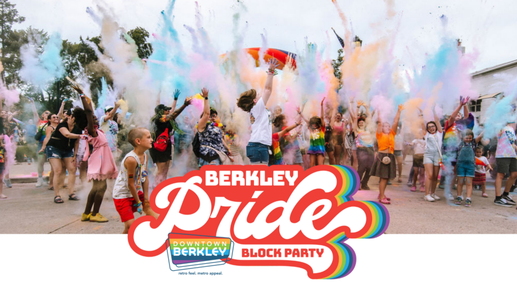 People celebrating at Berkley Pride Block Party.