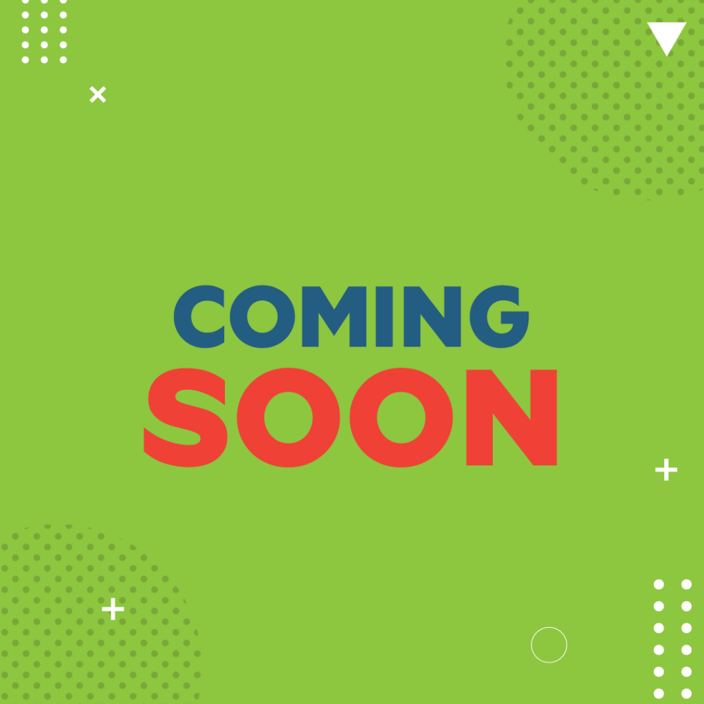 Coming soon announcement on green background